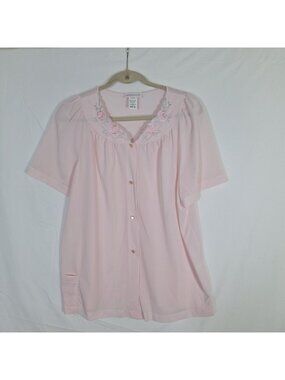 Vintage Shadowline Pink Short Sleeve Pajama Shirt size 38